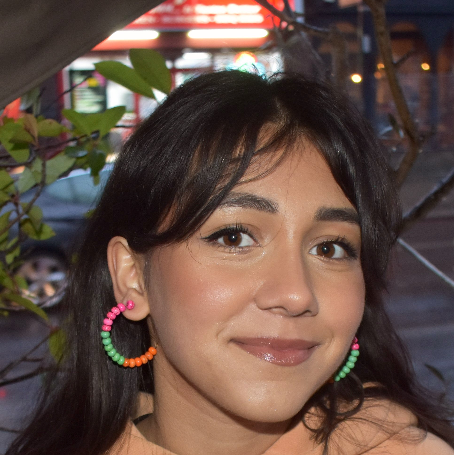 Yellow Purple Green Beaded hoop earrings | by lovedbynlanla-4