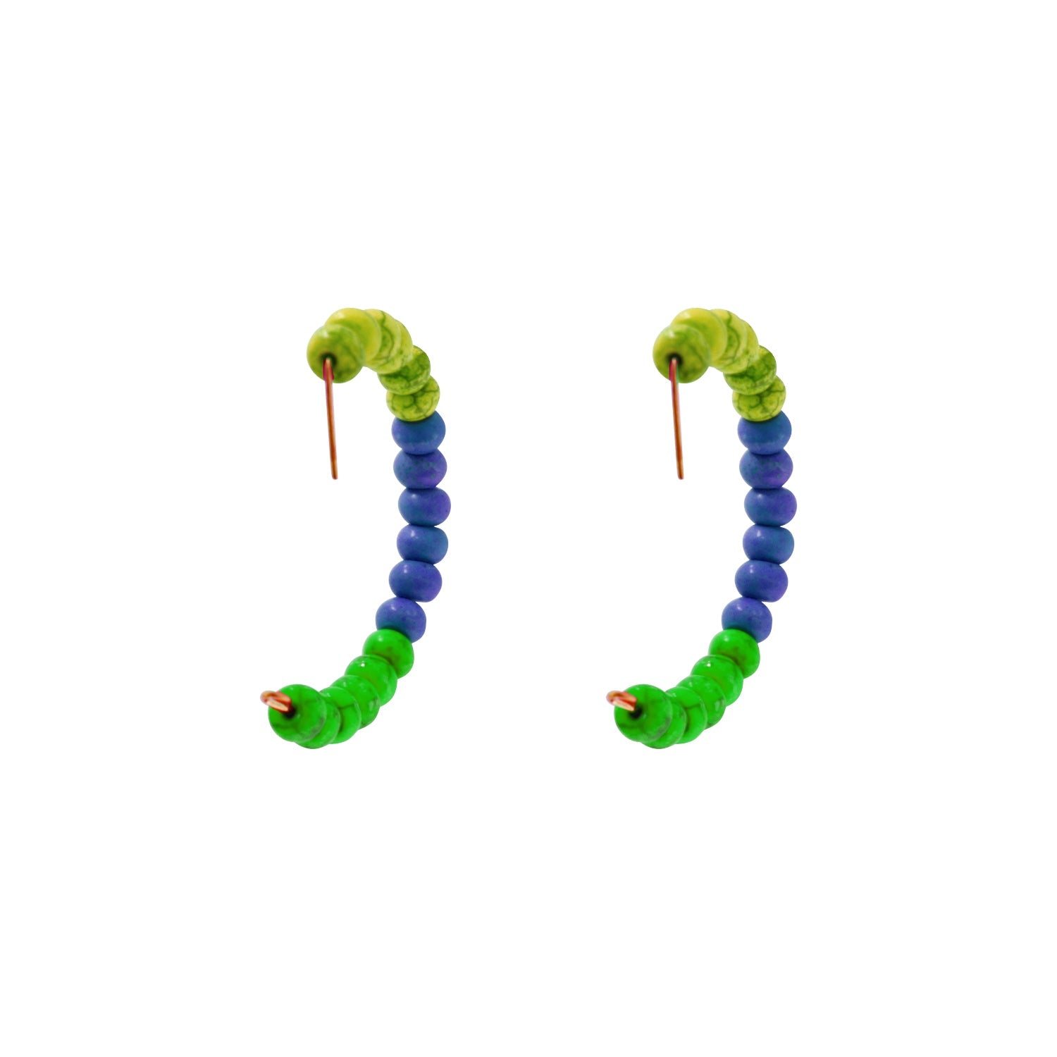 Yellow Purple Green Beaded hoop earrings | by lovedbynlanla-2
