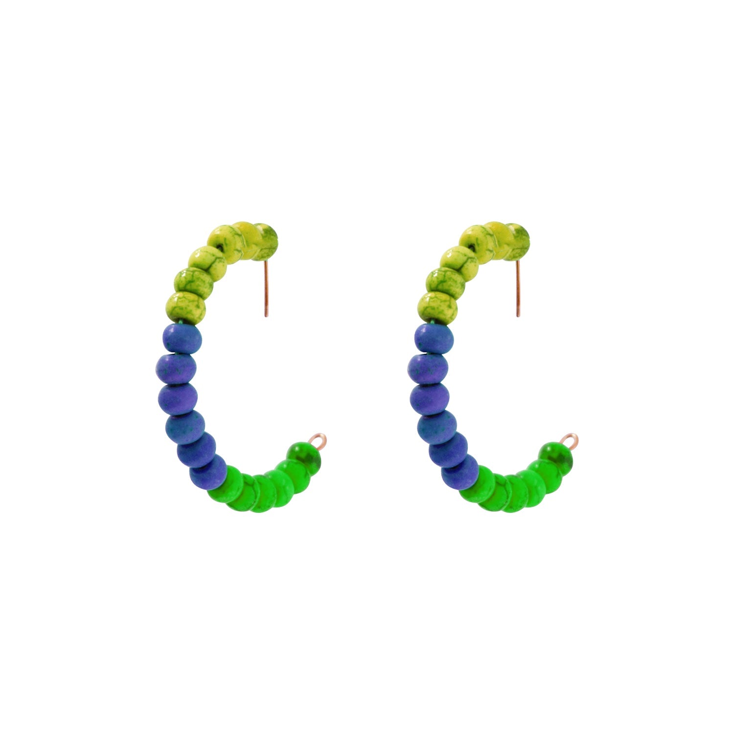 Yellow Purple Green Beaded hoop earrings | by lovedbynlanla-3