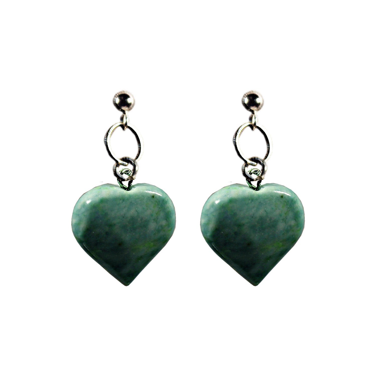 Chrysoprase Jade Stud Earrings, Chrysoprase Earrings, Jade Earrings, Heart Stud Earrings | by nlanlaVictory-1