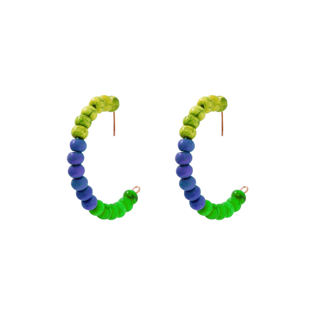 Yellow Purple Green Beaded hoop earrings | by lovedbynlanla-3
