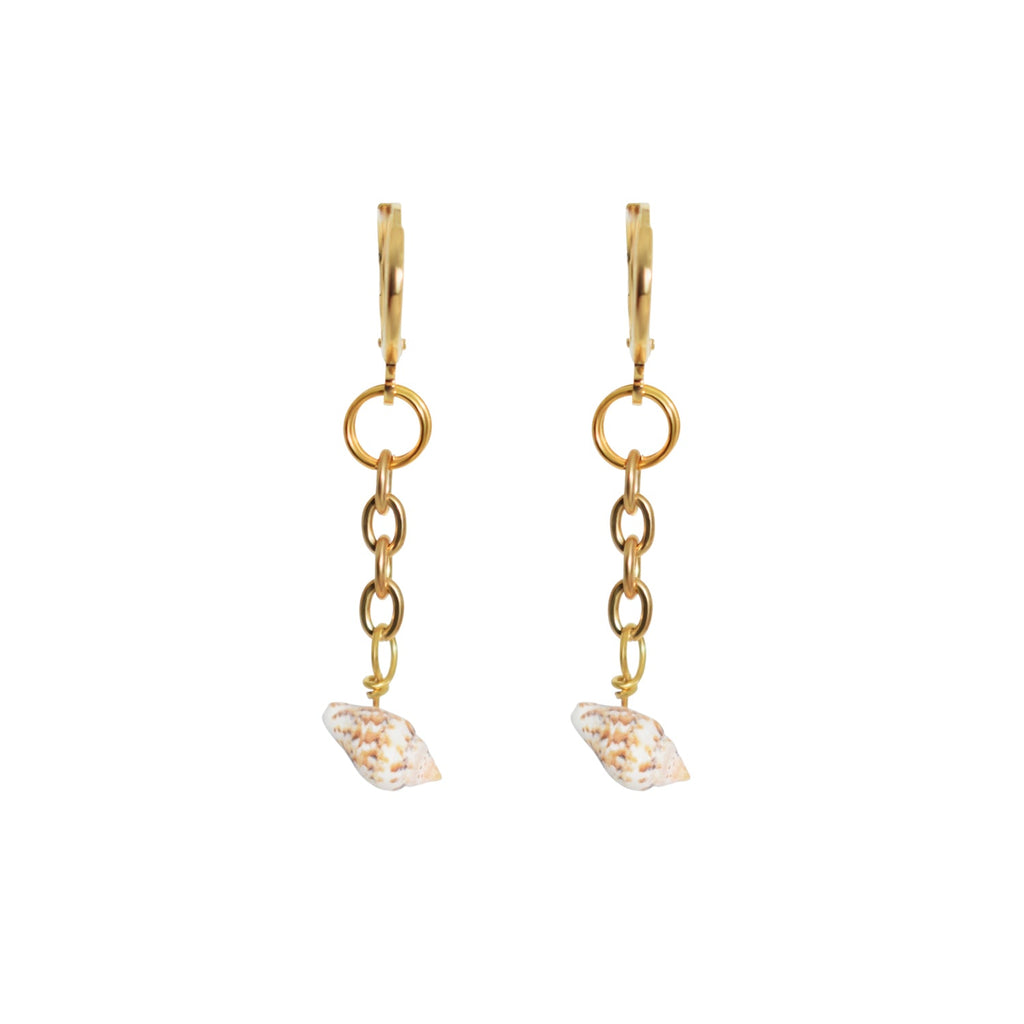 Shell Drop Huggie Earrings | by Ifemi Jewels-0