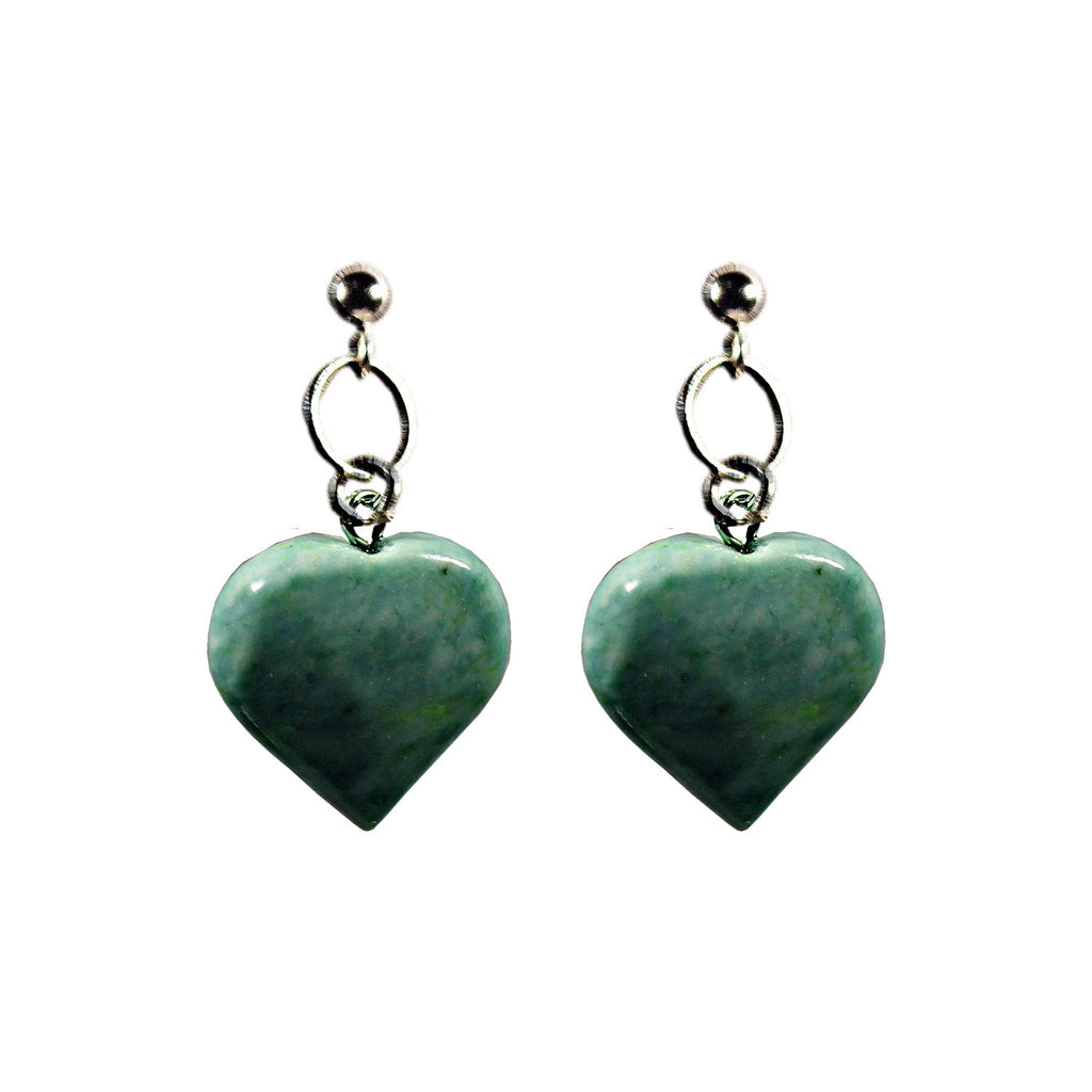 Chrysoprase Jade Stud Earrings, Chrysoprase Earrings, Jade Earrings, Heart Stud Earrings | by nlanlaVictory-1